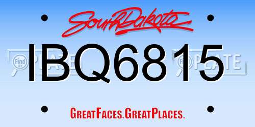 IBQ6815 South Dakota License Plate