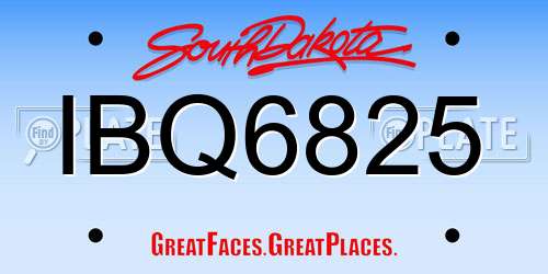 IBQ6825 South Dakota License Plate