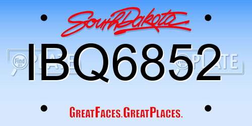 IBQ6852 South Dakota License Plate