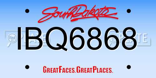 IBQ6868 South Dakota License Plate