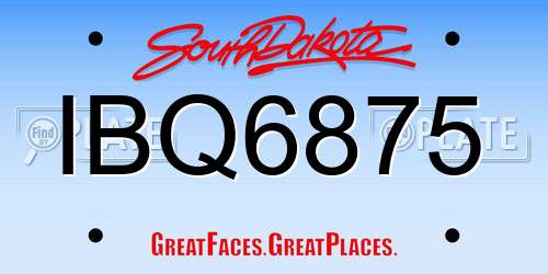 IBQ6875 South Dakota License Plate