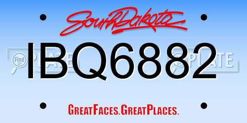 IBQ6882 South Dakota License Plate