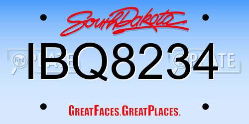 IBQ8234 South Dakota License Plate