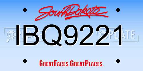IBQ9221 South Dakota License Plate