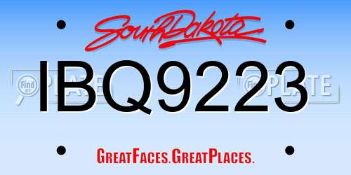 IBQ9223 South Dakota License Plate