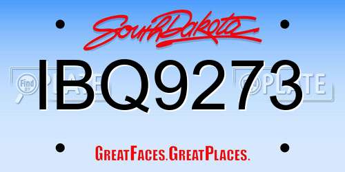 IBQ9273 South Dakota License Plate