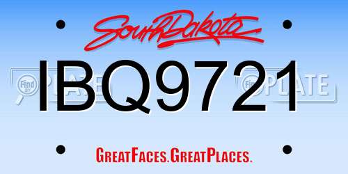 IBQ9721 South Dakota License Plate