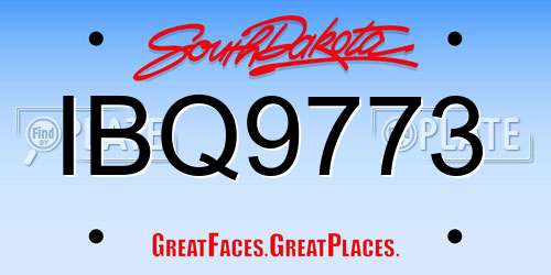 IBQ9773 South Dakota License Plate