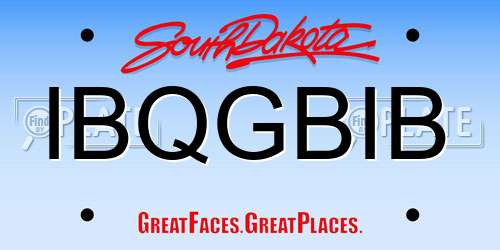 IBQGBIB South Dakota License Plate