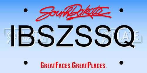 IBSZSSQ South Dakota License Plate