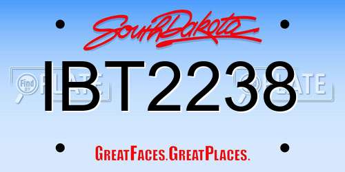 IBT2238 South Dakota License Plate