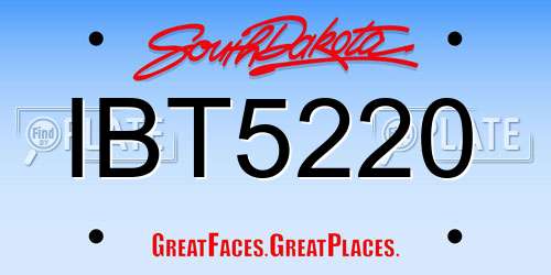 IBT5220 South Dakota License Plate