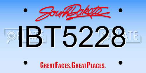 IBT5228 South Dakota License Plate
