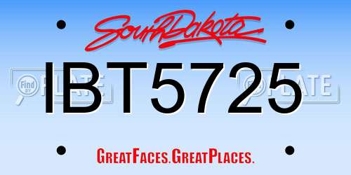 IBT5725 South Dakota License Plate