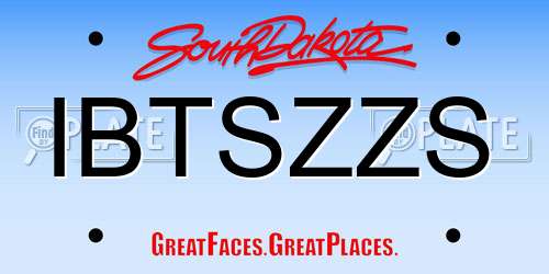 IBTSZZS South Dakota License Plate