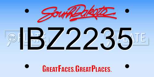 IBZ2235 South Dakota License Plate