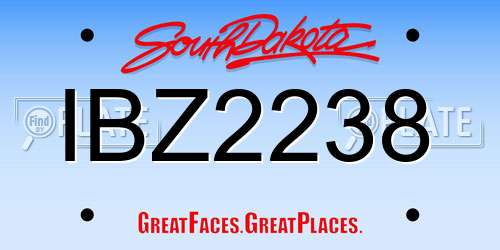 IBZ2238 South Dakota License Plate