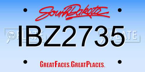 IBZ2735 South Dakota License Plate