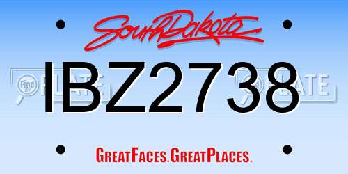 IBZ2738 South Dakota License Plate