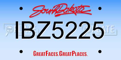 IBZ5225 South Dakota License Plate