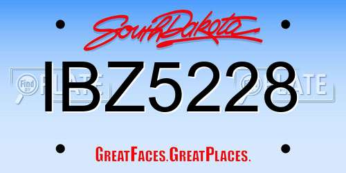 IBZ5228 South Dakota License Plate