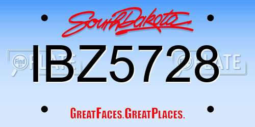 IBZ5728 South Dakota License Plate