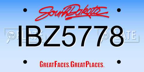 IBZ5778 South Dakota License Plate