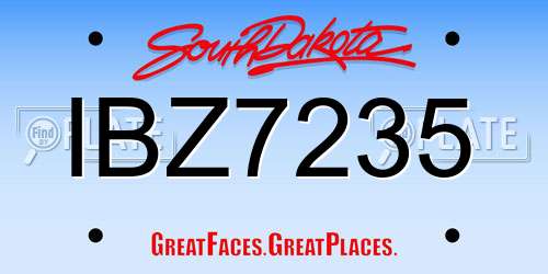 IBZ7235 South Dakota License Plate