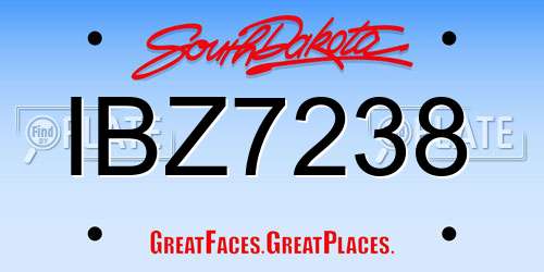 IBZ7238 South Dakota License Plate
