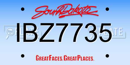 IBZ7735 South Dakota License Plate