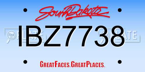 IBZ7738 South Dakota License Plate