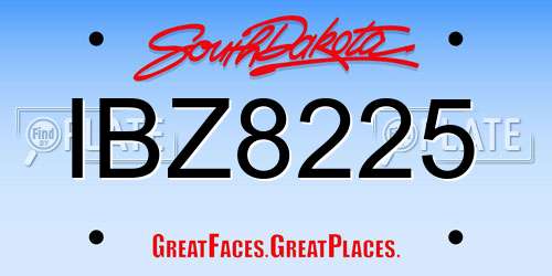 IBZ8225 South Dakota License Plate