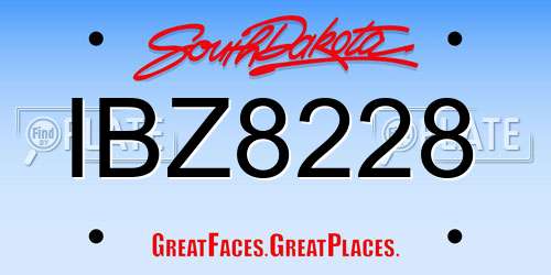 IBZ8228 South Dakota License Plate