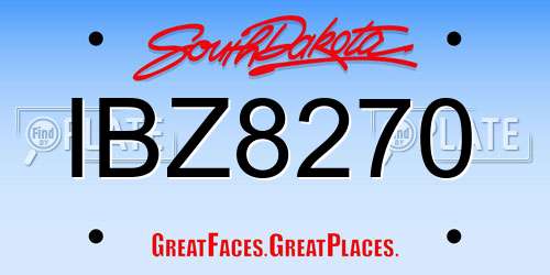 IBZ8270 South Dakota License Plate