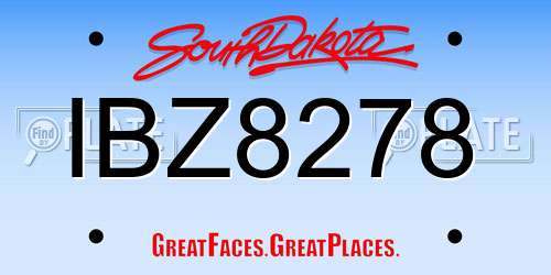 IBZ8278 South Dakota License Plate