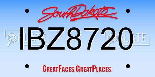IBZ8720 South Dakota License Plate