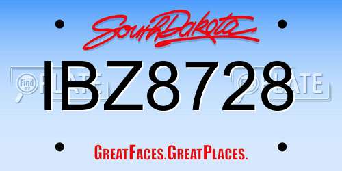 IBZ8728 South Dakota License Plate