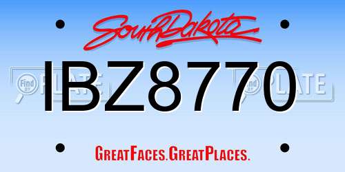 IBZ8770 South Dakota License Plate