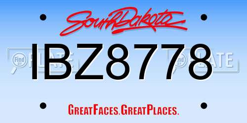 IBZ8778 South Dakota License Plate