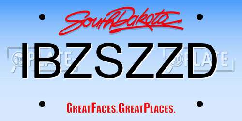 IBZSZZD South Dakota License Plate