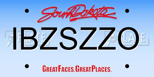 IBZSZZO South Dakota License Plate
