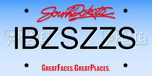 IBZSZZS South Dakota License Plate