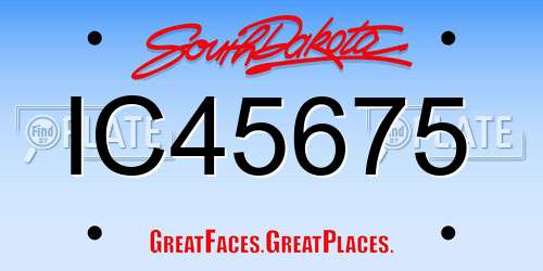 IC45675 South Dakota License Plate