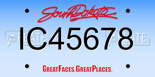 IC45678 South Dakota License Plate