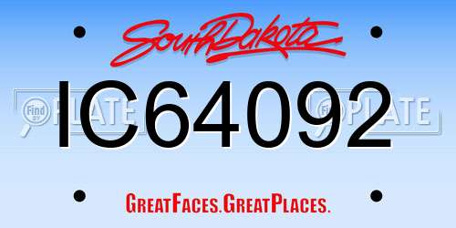IC64092 South Dakota License Plate