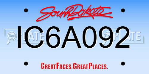 IC6A092 South Dakota License Plate