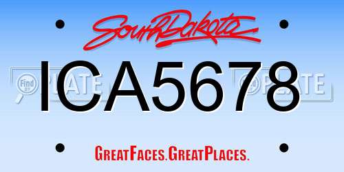 ICA5678 South Dakota License Plate