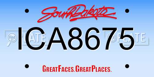 ICA8675 South Dakota License Plate