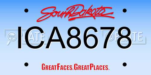 ICA8678 South Dakota License Plate
