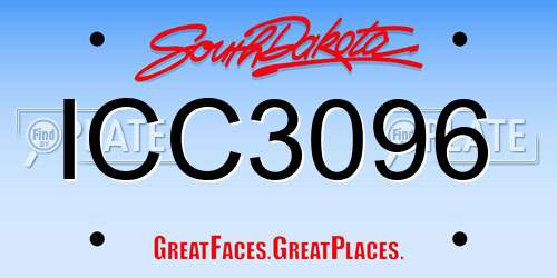 ICC3096 South Dakota License Plate